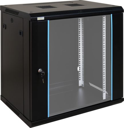 Pulsar RWA1264 19" 12U 600x450 fali rack szekrény, lapra szerelt, fekete