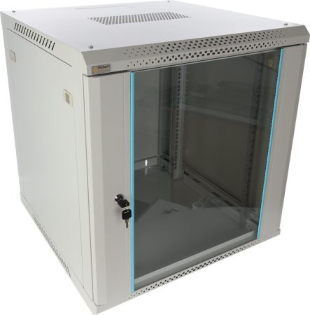Pulsar RWA1266-G 19" 12U 600x600 fali rack szekrény, lapra szerelt, szürke, könnyített kialakítás