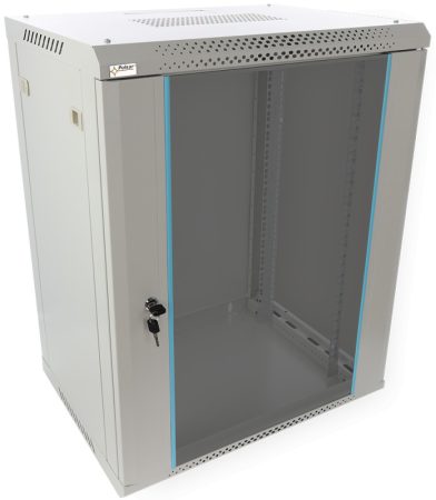 Pulsar RWA1564-G 19" 15U 600x450 fali rack szekrény, lapra szerelt, szürke, könnyített kialakítás
