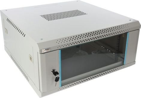 Pulsar RWA466-G 19" 4U 600x600 fali rack szekrény, lapra szerelt, szürke, könnyített kialakítás