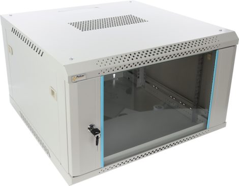 Pulsar RWA666-G 19" 6U 600x600 fali rack szekrény, lapra szerelt, szürke, könnyített kialakítás
