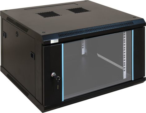 Pulsar RWA666 19" 6U 600x600 fali rack szekrény, lapra szerelt, fekete