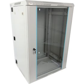  Pulsar RWDA1865-G 19" 18U 600x550 fali rack szekrény, kiforgatható, lapraszerelt, szürke, könnyített kialakítás