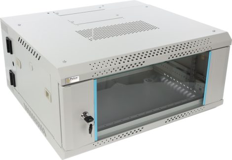 Pulsar RWDA465-G 19" 4U 600x550 fali rack szekrény, kiforgatható, lapra szerelt, szürke, könnyített kialakítás