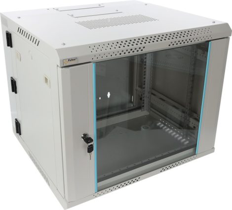 Pulsar RWDA965-G 19" 9U 600x550 fali rack szekrény, kiforgatható, lapra szerelt, szürke, könnyített kialakítás
