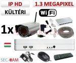   Sec-CAM 1.3MP WIFI IP - KÜLTÉRI WIFI KOMPAKT KAMERA - 1 KAMERÁS KOMPLETT KAMERARENDSZER - vezeték nélküli valódi 1.3 MegaPixel (HD 960p) biztonsági megfigyelő szett