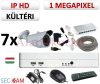 Sec-CAM 1MP IP - KÜLTÉRI KOMPAKT KAMERA - 7 KAMERÁS KOMPLETT KAMERARENDSZER - valódi 1 MegaPixel (HD 720p) biztonsági megfigyelő szett 