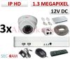Sec-CAM 1.3MP IP - KÜLTÉRI / BELTÉRI DÓM KAMERA - 3 KAMERÁS KOMPLETT KAMERARENDSZER - valódi 1.3 MegaPixel (HD 960p) biztonsági megfigyelő szett Sec-CAM 1.3MP IP - KÜLTÉRI / BELTÉRI DÓM KAMERA - 3 KAMERÁS KOMPLETT KAMERARENDSZER - valódi 1.3 MegaPixel (HD 960p) biztonsági megfigyelő szett