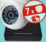   Sec-CAM 2MP POE (48V DC) IP - KÜLTÉRI / BELTÉRI DÓM KAMERA - 7 KAMERÁS KOMPLETT KAMERARENDSZER - valódi 2 MegaPixel (FULL HD 1080p) biztonsági megfigyelő szett - ATLANTIS NVR 