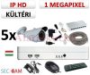 Sec-CAM 1MP IP - KÜLTÉRI KOMPAKT KAMERA - 5 KAMERÁS KOMPLETT KAMERARENDSZER - valódi 1 MegaPixel (HD 720p) biztonsági megfigyelő szett 