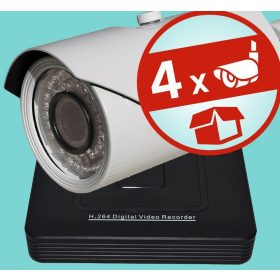   Sec-CAM 1MP AHD - VARIFOKÁLIS KÜLTÉRI KOMPAKT KAMERA - 4 KAMERÁS KOMPLETT KAMERARENDSZER - valódi 1 MegaPixel (HD 720p) biztonsági megfigyelő szett 