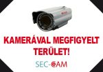    Figyelmeztető műanyag tábla - KAMERÁVAL MEGFIGYELT TERÜLET 