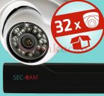   Sec-CAM 1.3MP IP - KÜLTÉRI / BELTÉRI DÓM KAMERA - 32 KAMERÁS KOMPLETT KAMERARENDSZER - valódi 1.3 MegaPixel (HD 960p) biztonsági megfigyelő szett 