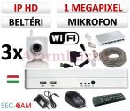   Sec-CAM 1MP WIFI IP - BELTÉRI WIFI KOCKA KAMERA - 3 KAMERÁS KOMPLETT KAMERARENDSZER - vezeték nélküli hangrögzítős valódi 1 MegaPixel (HD 720p) biztonsági megfigyelő szett 