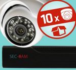  Sec-CAM 2MP AHD - KÜLTÉRI / BELTÉRI DÓM KAMERA - 10 KAMERÁS KOMPLETT KAMERARENDSZER - valódi 2 MegaPixel (FULL HD 1080p) biztonsági megfigyelő szett