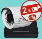   Sec-CAM 2MP POE IP - KÜLTÉRI KOMPAKT KAMERA - 2 KAMERÁS KOMPLETT KAMERARENDSZER - valódi 2 MegaPixel (FULL HD 1080p) biztonsági megfigyelő szett 