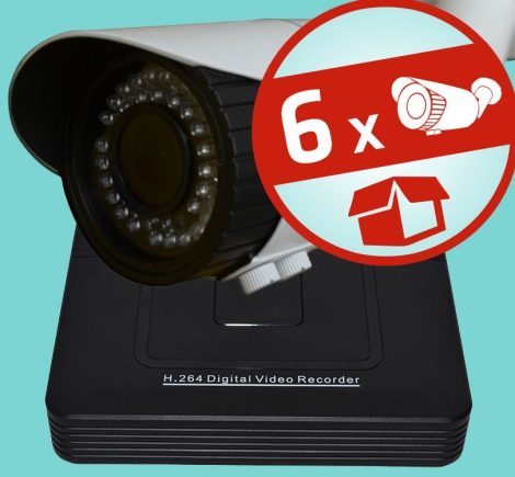 Sec-CAM 2MP POE (48V DC) IP - VARIFOKÁLIS KÜLTÉRI KOMPAKT KAMERA - 6 KAMERÁS KOMPLETT KAMERARENDSZER - valódi 2 MegaPixel (FULL HD 1080p) biztonsági megfigyelő szett - ATLANTIS NVR