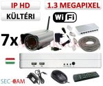   Sec-CAM 1.3MP WIFI IP - KÜLTÉRI WIFI KOMPAKT KAMERA - 7 KAMERÁS KOMPLETT KAMERARENDSZER - vezeték nélküli valódi 1.3 MegaPixel (HD 960p) biztonsági megfigyelő szett