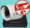 Sec-CAM 2MP POE (48V DC) IP - KÜLTÉRI KOMPAKT KAMERA - 5 KAMERÁS KOMPLETT KAMERARENDSZER - valódi 2 MegaPixel (FULL HD 1080p) biztonsági megfigyelő szett - ATLANTIS NVR 