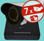   Sec-CAM 2MP 12V DC IP - VARIFOKÁLIS KÜLTÉRI KOMPAKT KAMERA - 7 KAMERÁS KOMPLETT KAMERARENDSZER - valódi 2 MegaPixel (FULL HD 1080p) biztonsági megfigyelő szett - NETPEARL NVR