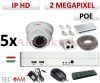 Sec-CAM 2MP 12V DC IP - KÜLTÉRI / BELTÉRI DÓM KAMERA - 5 KAMERÁS KOMPLETT KAMERARENDSZER - valódi 2 MegaPixel (FULL HD 1080p) biztonsági megfigyelő szett - NETPEARL NVR