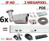 Sec-CAM 2MP 12V DC IP - VARIFOKÁLIS KÜLTÉRI KOMPAKT KAMERA - 6 KAMERÁS KOMPLETT KAMERARENDSZER - valódi 2 MegaPixel (FULL HD 1080p) biztonsági megfigyelő szett - NETPEARL NVR