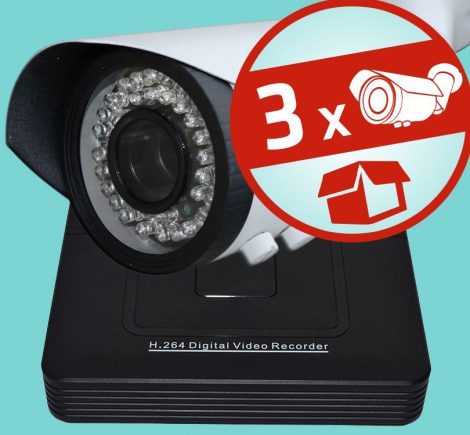 Sec-CAM 2MP 12V DC IP - VARIFOKÁLIS KÜLTÉRI KOMPAKT KAMERA - 3 KAMERÁS KOMPLETT KAMERARENDSZER - valódi 2 MegaPixel (FULL HD 1080p) biztonsági megfigyelő szett