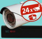   Sec-CAM 2MP POE IP - VARIFOKÁLIS KÜLTÉRI KOMPAKT KAMERA - 24 KAMERÁS KOMPLETT KAMERARENDSZER - valódi 2 MegaPixel (FULL HD 1080p) biztonsági megfigyelő szett