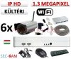 Sec-CAM 1.3MP WIFI IP - KÜLTÉRI WIFI KOMPAKT KAMERA - 6 KAMERÁS KOMPLETT KAMERARENDSZER - vezeték nélküli valódi 1.3 MegaPixel (HD 960p) biztonsági megfigyelő szett 