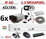   Sec-CAM 1.3MP WIFI IP - KÜLTÉRI WIFI KOMPAKT KAMERA - 6 KAMERÁS KOMPLETT KAMERARENDSZER - vezeték nélküli valódi 1.3 MegaPixel (HD 960p) biztonsági megfigyelő szett 