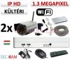 Sec-CAM 1.3MP WIFI IP - KÜLTÉRI WIFI KOMPAKT KAMERA - 2 KAMERÁS KOMPLETT KAMERARENDSZER - vezeték nélküli valódi 1.3 MegaPixel (HD 960p) biztonsági megfigyelő szett