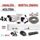 Sec-CAM 960H - 800-1200TVL (0.55MP) ANALÓG - KÜLTÉRI KOMPAKT KAMERA - 4 KAMERÁS KOMPLETT KAMERARENDSZER - biztonsági megfigyelő szett 