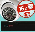   Sec-CAM 1.3MP IP - KÜLTÉRI / BELTÉRI DÓM KAMERA - 16 KAMERÁS KOMPLETT KAMERARENDSZER - valódi 1.3 MegaPixel (HD 960p) biztonsági megfigyelő szett 