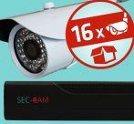   Sec-CAM 2MP AHD - KÜLTÉRI KOMPAKT KAMERA - 16 KAMERÁS KOMPLETT KAMERARENDSZER - valódi 2 MegaPixel (FULL HD 1080p) biztonsági megfigyelő szett 