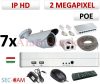 Sec-CAM 2MP 12V DC IP - KÜLTÉRI KOMPAKT KAMERA - 7 KAMERÁS KOMPLETT KAMERARENDSZER - valódi 2 MegaPixel (FULL HD 1080p) biztonsági megfigyelő szett - NETPEARL NVR 