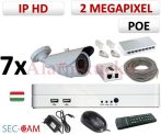   Sec-CAM 2MP 12V DC IP - KÜLTÉRI KOMPAKT KAMERA - 7 KAMERÁS KOMPLETT KAMERARENDSZER - valódi 2 MegaPixel (FULL HD 1080p) biztonsági megfigyelő szett - NETPEARL NVR 