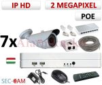   Sec-CAM 2MP 12V DC IP - KÜLTÉRI KOMPAKT KAMERA - 7 KAMERÁS KOMPLETT KAMERARENDSZER - valódi 2 MegaPixel (FULL HD 1080p) biztonsági megfigyelő szett - NETPEARL NVR 