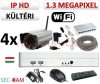 Sec-CAM 1.3MP WIFI IP - KÜLTÉRI WIFI KOMPAKT KAMERA - 4 KAMERÁS KOMPLETT KAMERARENDSZER - vezeték nélküli valódi 1.3 MegaPixel (HD 960p) biztonsági megfigyelő szett 