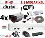   Sec-CAM 1.3MP WIFI IP - KÜLTÉRI WIFI KOMPAKT KAMERA - 4 KAMERÁS KOMPLETT KAMERARENDSZER - vezeték nélküli valódi 1.3 MegaPixel (HD 960p) biztonsági megfigyelő szett 