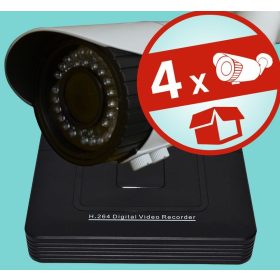  Sec-CAM 2MP 12V DC IP - VARIFOKÁLIS KÜLTÉRI KOMPAKT KAMERA - 4 KAMERÁS KOMPLETT KAMERARENDSZER - valódi 2 MegaPixel (FULL HD 1080p) biztonsági megfigyelő szett 