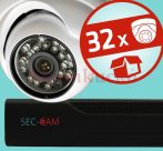   Sec-CAM 1MP IP - KÜLTÉRI / BELTÉRI DÓM KAMERA - 32 KAMERÁS KOMPLETT KAMERARENDSZER - valódi 1 MegaPixel (HD 720p) biztonsági megfigyelő szett 