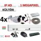 Sec-CAM 1MP IP - KÜLTÉRI KOMPAKT KAMERA - 4 KAMERÁS KOMPLETT KAMERARENDSZER - valódi 1 MegaPixel (HD 720p) biztonsági megfigyelő szett