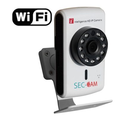 Sec-CAM SCI-CB101WA/SD HERA, valódi 1MP (HD 720p), beltéri, WIFI-s (2.4GHz), SD slot, mikrofonos (hangrögzítős), IP, éjjel látó IR LED-es, színes biztonsági megfigyelő kocka kamera - 1 megapixel 