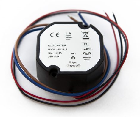 Nestron SD2412 Tápegység csatlakozóval kamerákhoz kötődobozba, 12 V, 2 A, 24 W