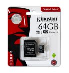   Kingston SDCS2/64GB 64GB microSD kártya, microSDXC, UHS-I Speed Class, U1, V10, adapterrel