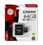   Kingston SDCS2/64GB 64GB microSD kártya, microSDXC, UHS-I Speed Class, U1, V10, adapterrel