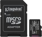   Kingston SDCS3/256GB 256GB microSD kártya, microSDXC, UHS-I Speed Class, U3, V30, adapterrel