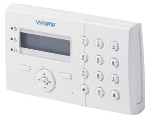 Acre-Vanderbilt SPCK420.100 X-busz LCD kezelő, 2×16 karakteres kijelző, kék háttérfény, szabotázsvédett, 3 állapotjelző LED