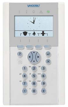 Acre-Vanderbilt SPCK620.100 X-busz komfort LCD kezelő, 128×64 képpont, kék háttérfény, szabotázsvédett, 5 állapotjelző LED