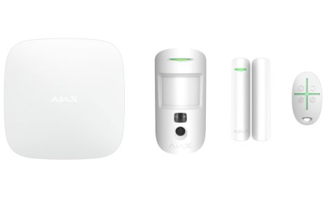 Ajax STARTERKIT-CAM-PLUS-WHITE StarterKit kezdőcsomag, Ajax HUB 2 Plus WiFi kompatibilis riasztóközpont szett, fehér eszközökkel
